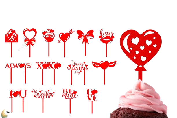 Valentine Cupcake Cake Toppers